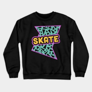 SKATE | Rad 90s Roller Skating Pattern Crewneck Sweatshirt